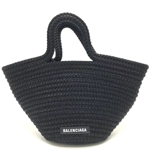 BALENCIAGA 695612 logo Ibiza Small Bag Hand Bag Nylon Black/SilverHardware - Picture 1 of 13